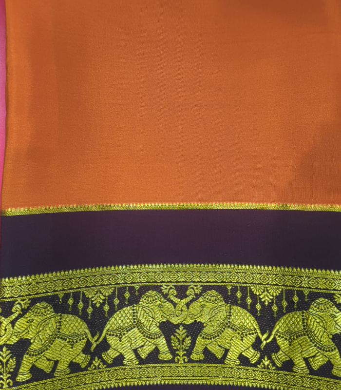 Mysore Crepe Silver Zari Border Saree