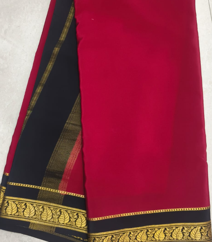 Mysore Crepe Silver Zari Border Saree