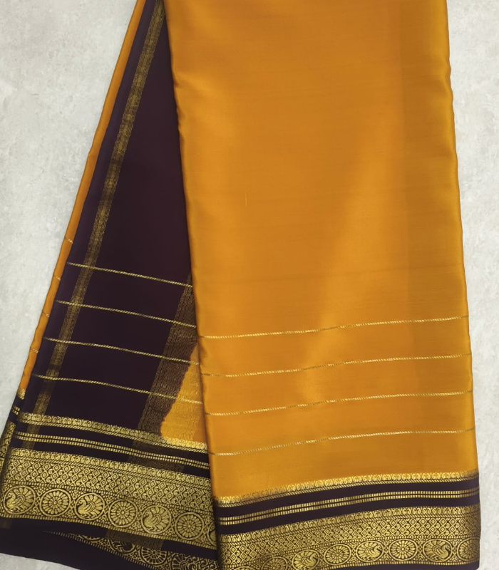 Mysore Crepe Silver Zari Border Saree