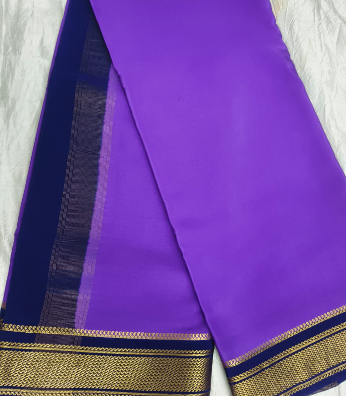 Mysore Crepe Silver Zari Border Saree