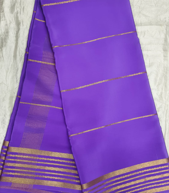 Mysore Crepe Silver Zari Border Saree