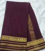 Mysore Crepe Silver Zari Border Saree