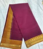 Mysore Crepe Silver Zari Border Saree