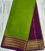 Mysore Crepe Silver Zari Border Saree