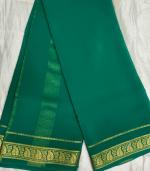 Mysore Crepe Silver Zari Border Saree